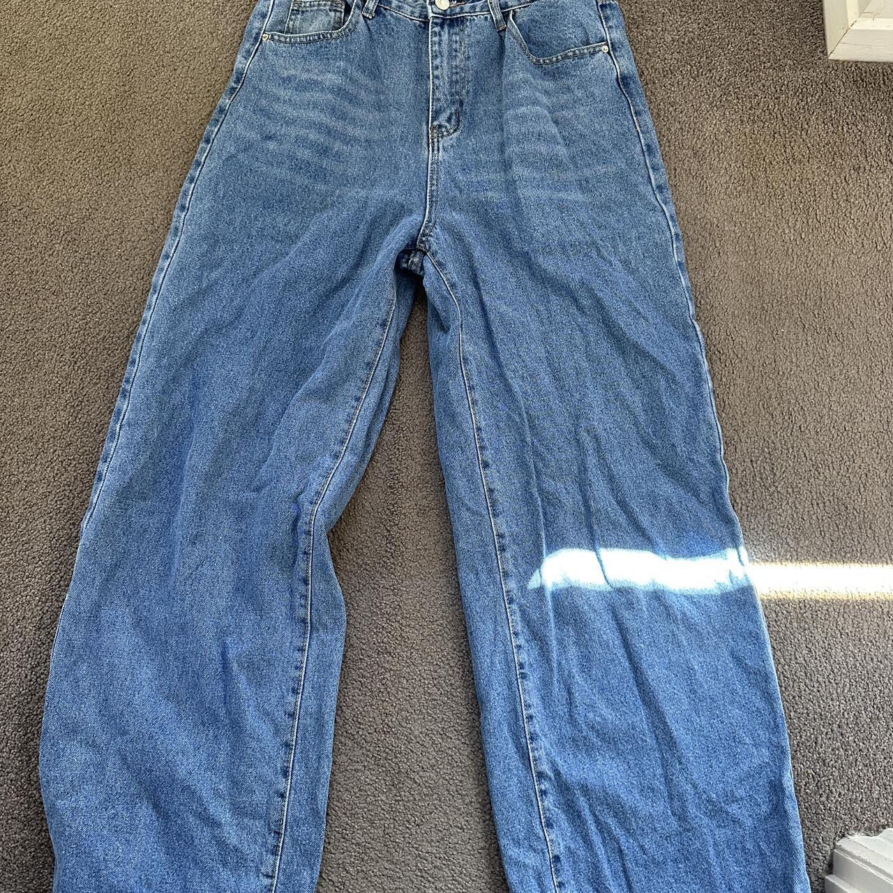 mid rise baggy jeans from shein size 12 worn a few... - Depop