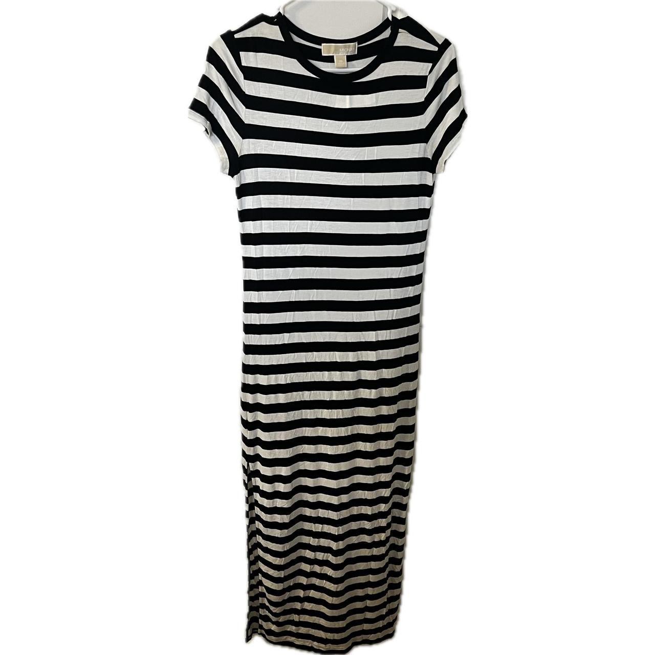 Michael kors black 2024 and white striped dress