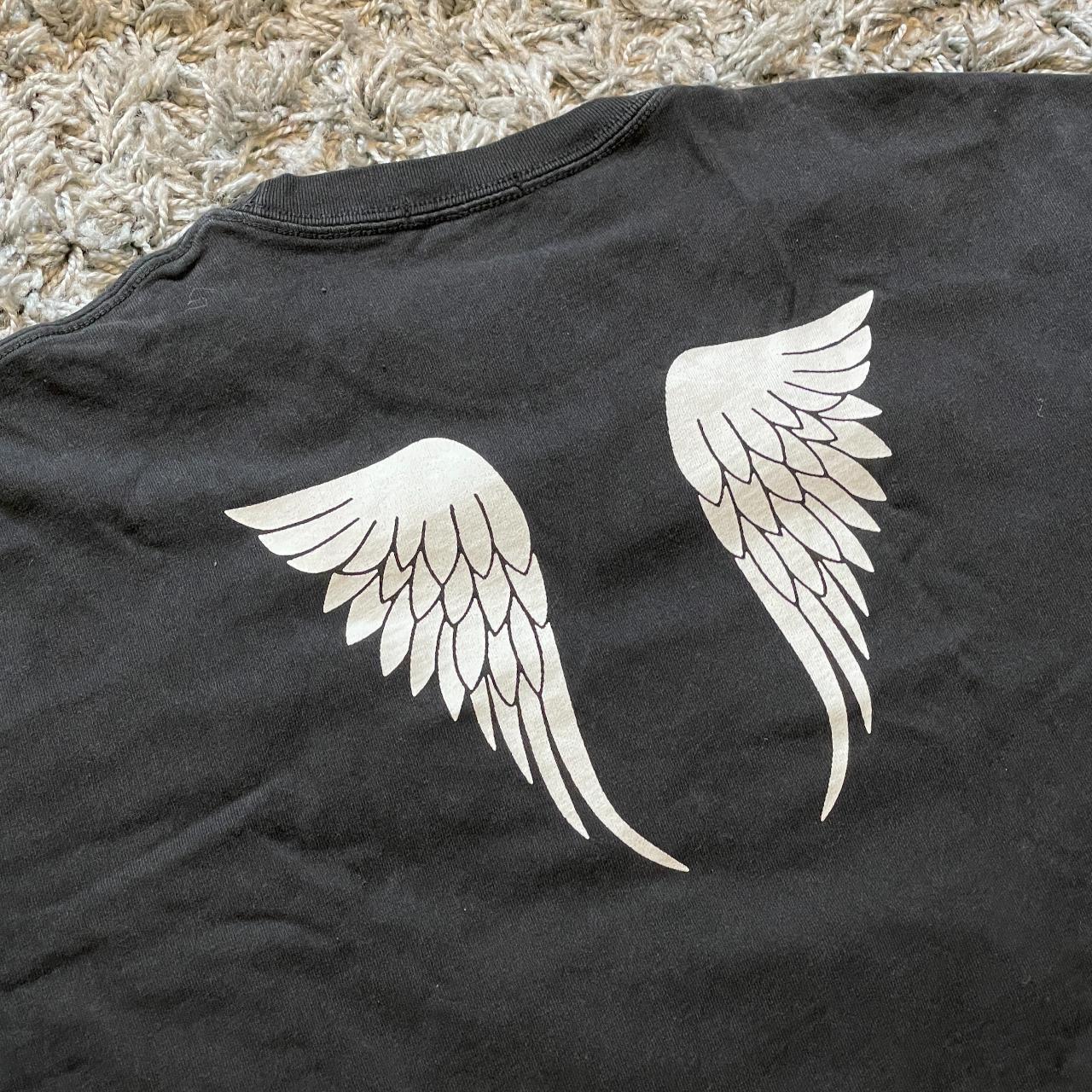 Brandy Melville Angel Wings patten Black Tshirts... Depop