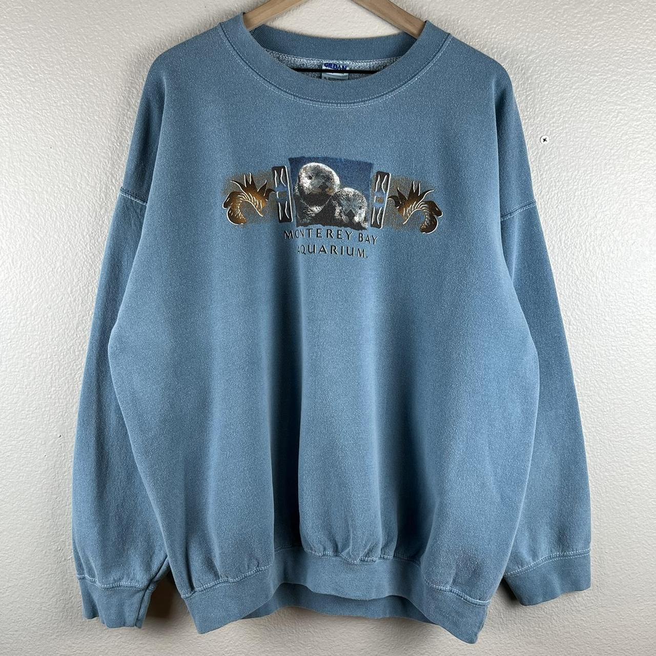 Gildan Men's Blue Sweatshirt | Depop