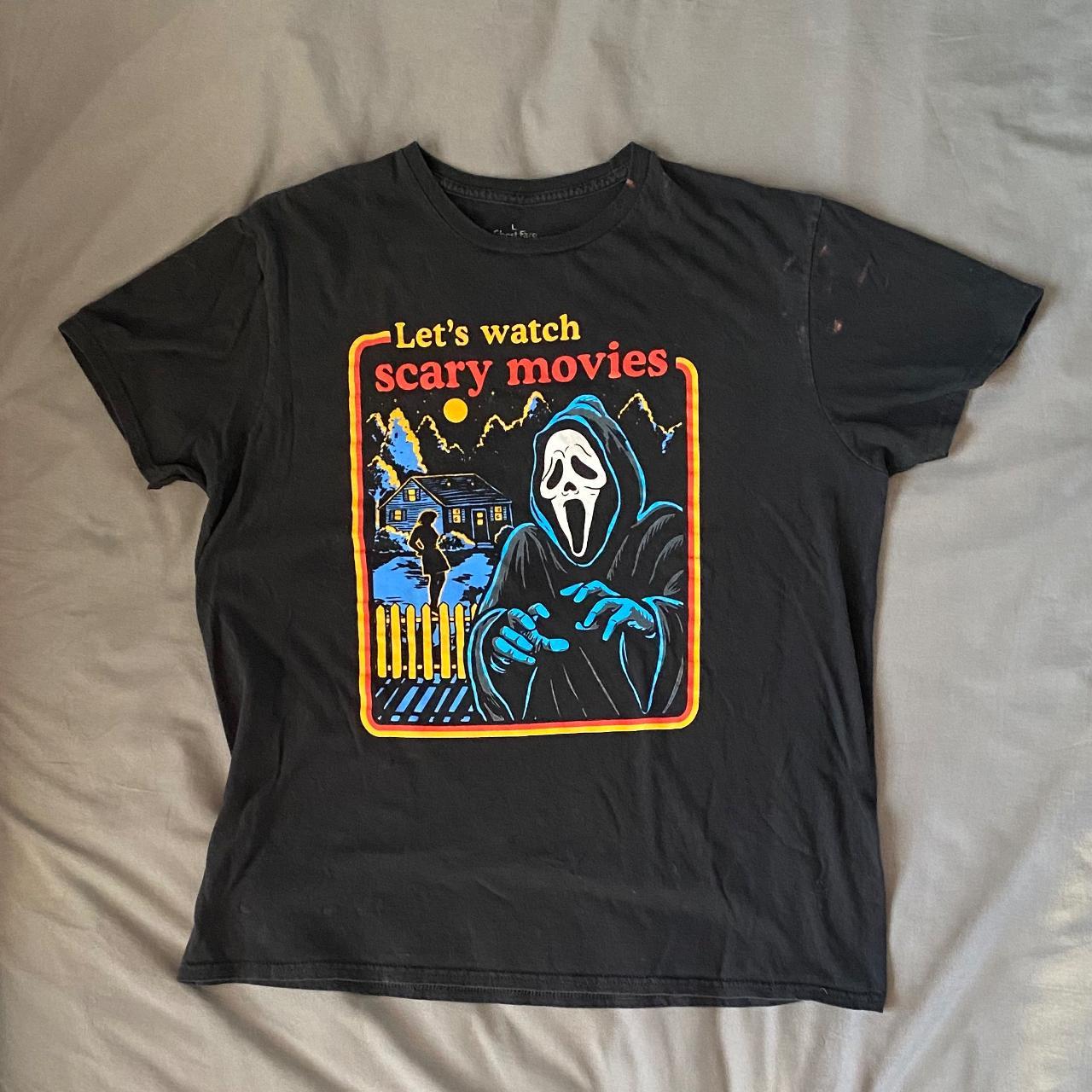 Ghost Face black t-shirt. 100% cotton. Bleach stain... - Depop