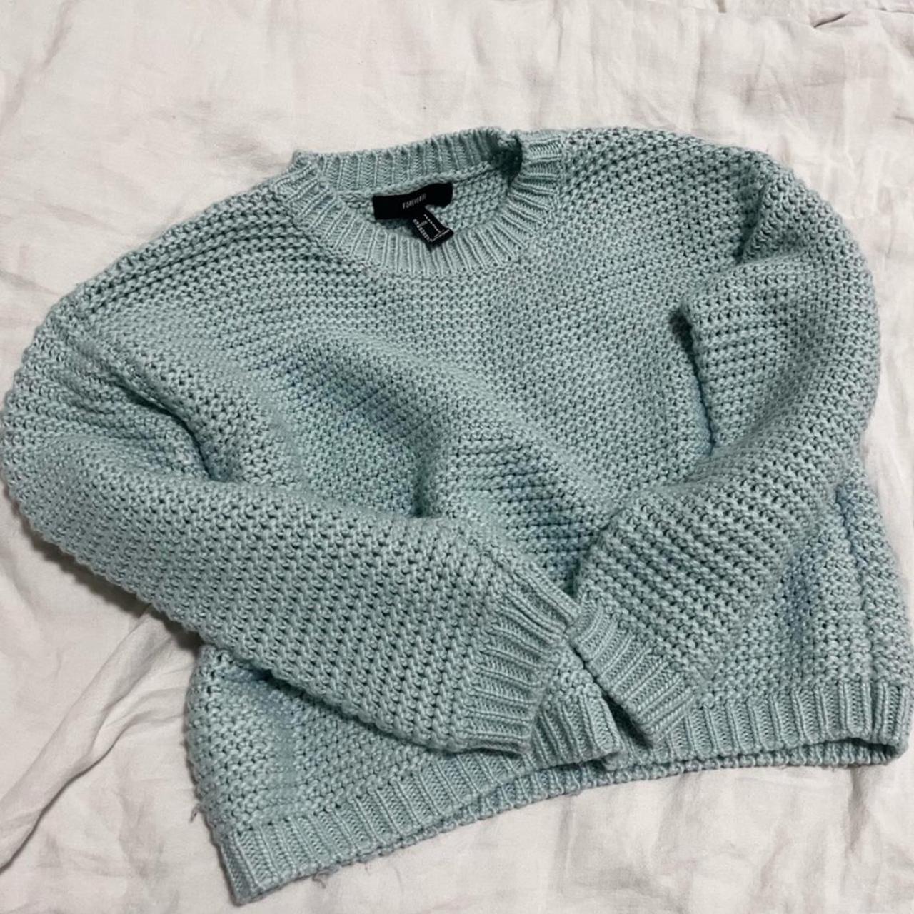 Forever 21 Blue Chunky Knit Sweater. In great... - Depop