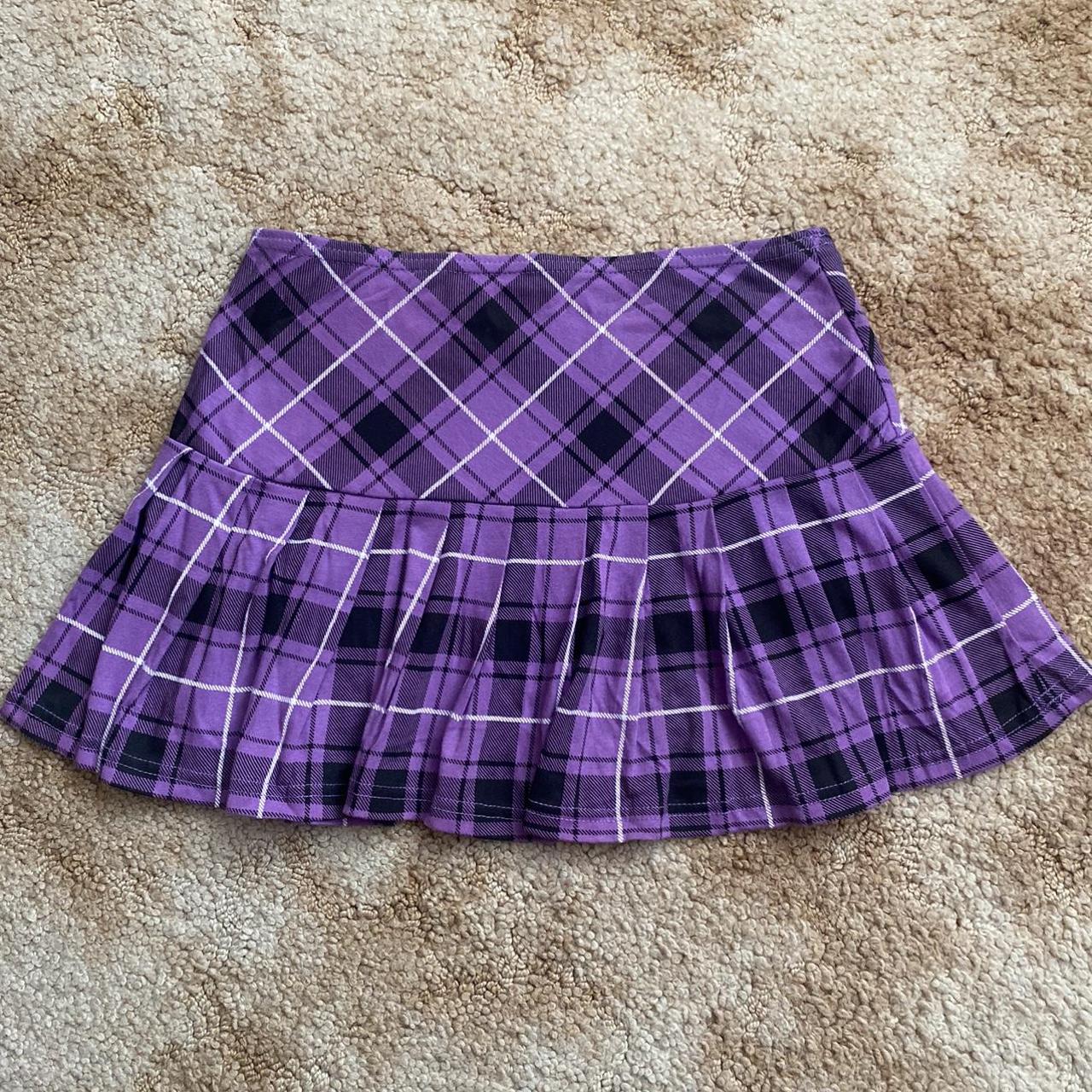 Purple plaid micro mini skirt Size (XS) - best fit... - Depop