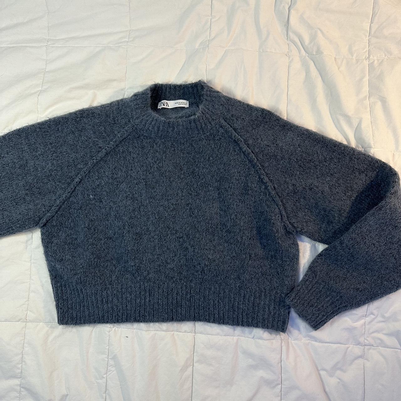 Brand new blue fleece Zara sweater this is cropped... - Depop