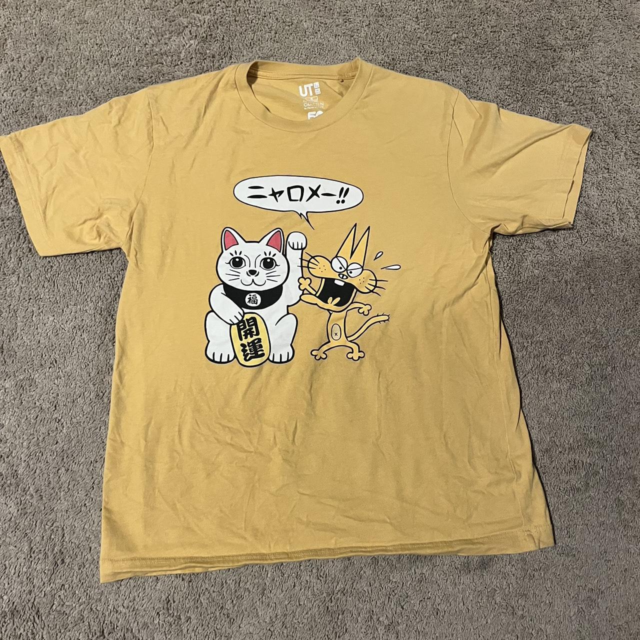 UNIQLO Men's Gold and Yellow T-shirt | Depop