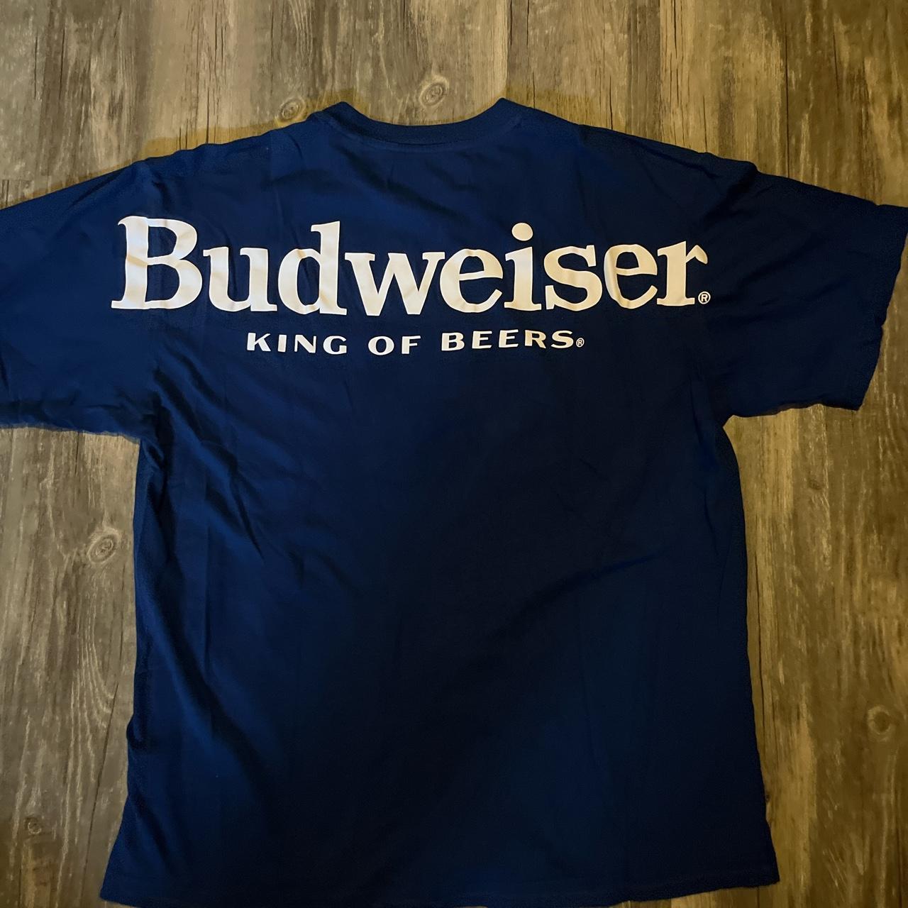 Budweiser Men's Blue and Red T-shirt | Depop