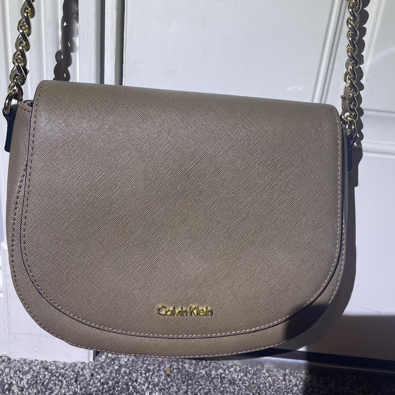 Calvin Klein Saffiano Domed Chain Crossbody - Depop