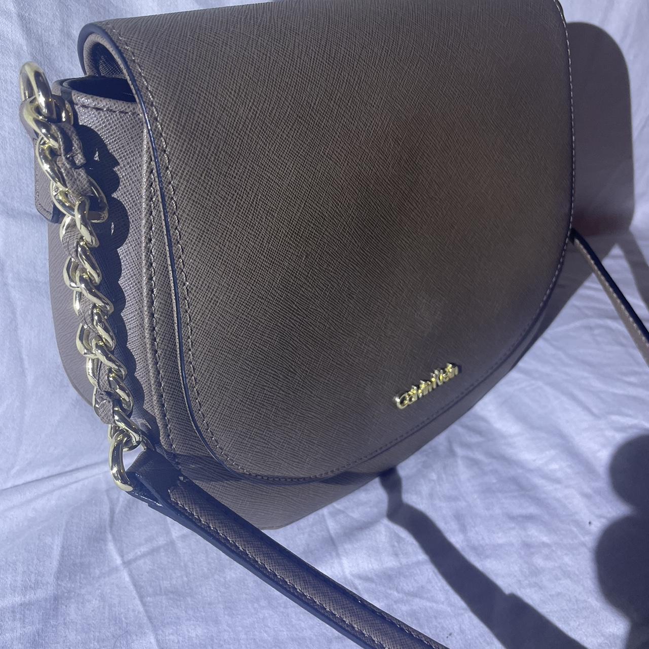 Calvin Klein Saffiano Domed Chain Crossbody - Depop