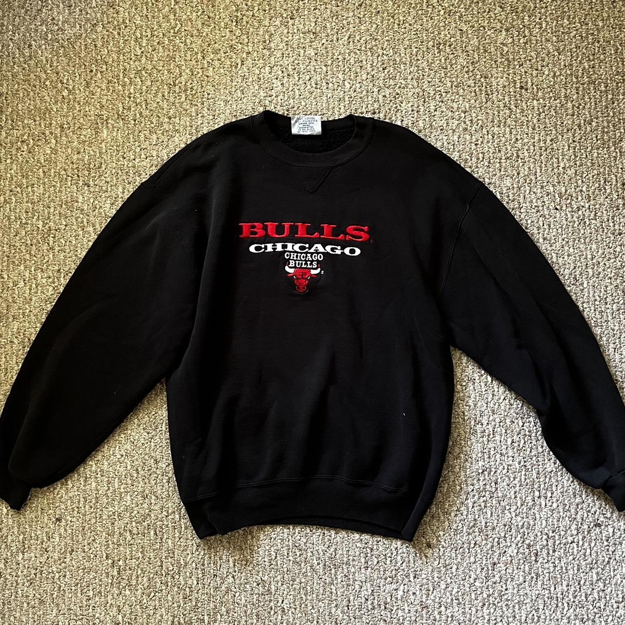 Vintage 90s Chicago Bulls Black good Embroidered Crewneck Sweater