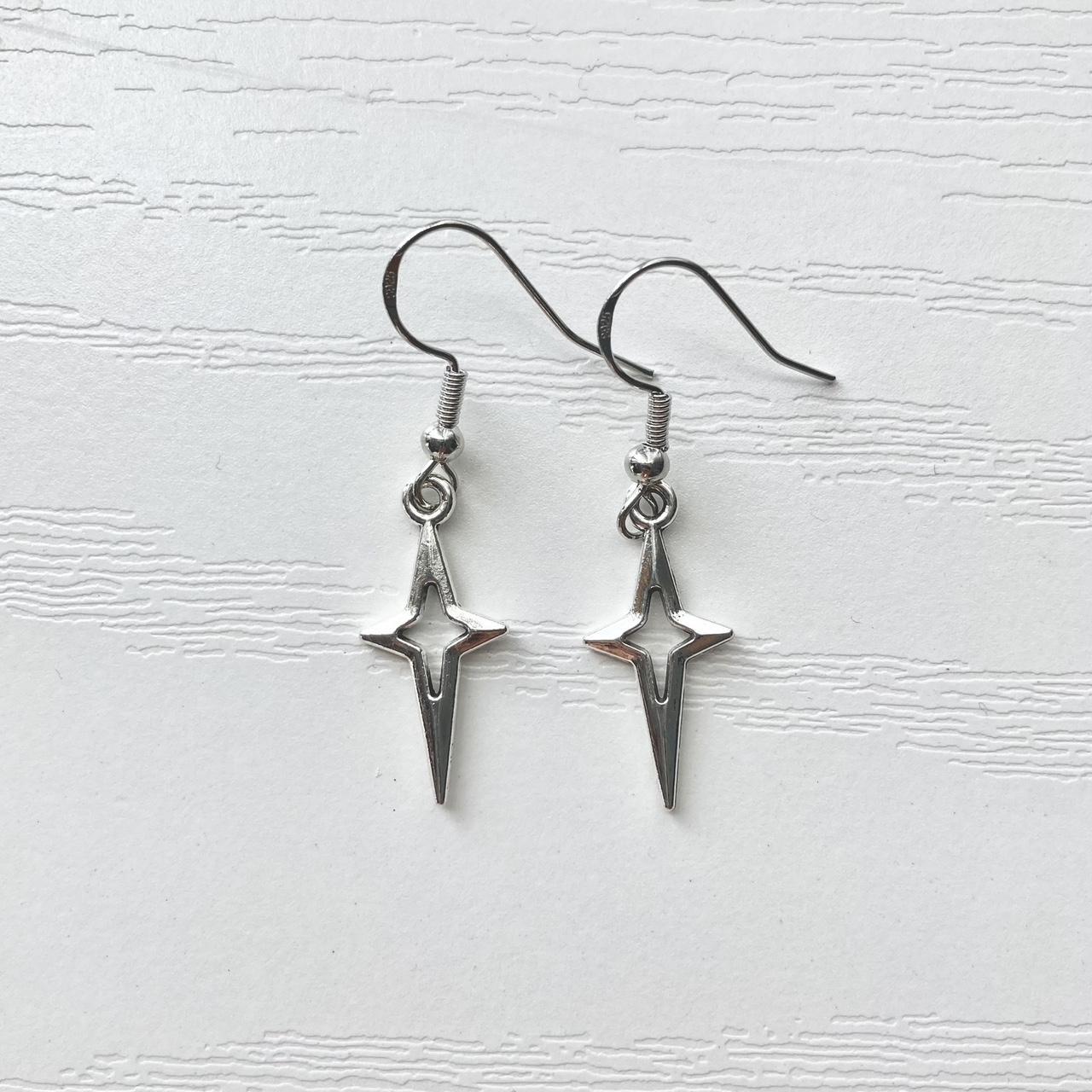 silver star earrings! handmade silver earrings ... - Depop