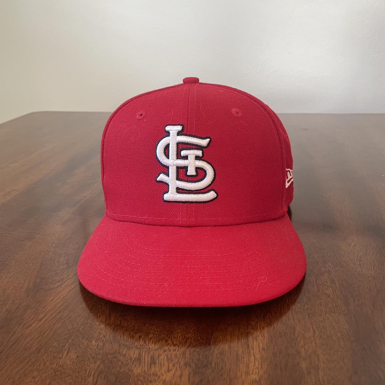 New Era St. Louis Cardinals Red Fitted Hat -size: 7 - Depop