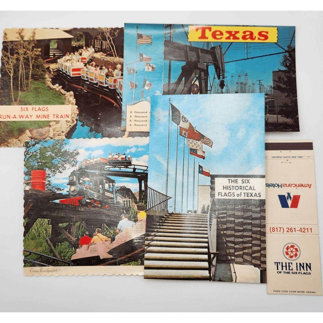 Vintage Six Flags Over Texas 4 Postcards & Matchbook... Depop