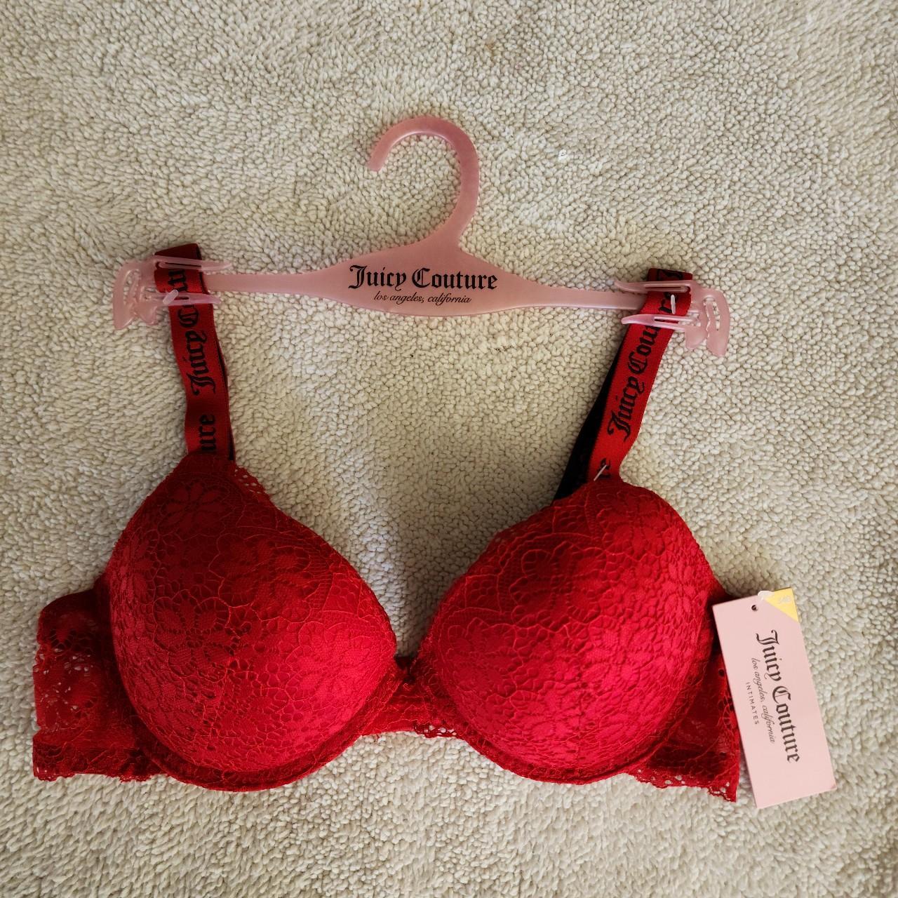 Juicy Couture Sexy Push Up Bra RED Lace 38C NEW W/... - Depop