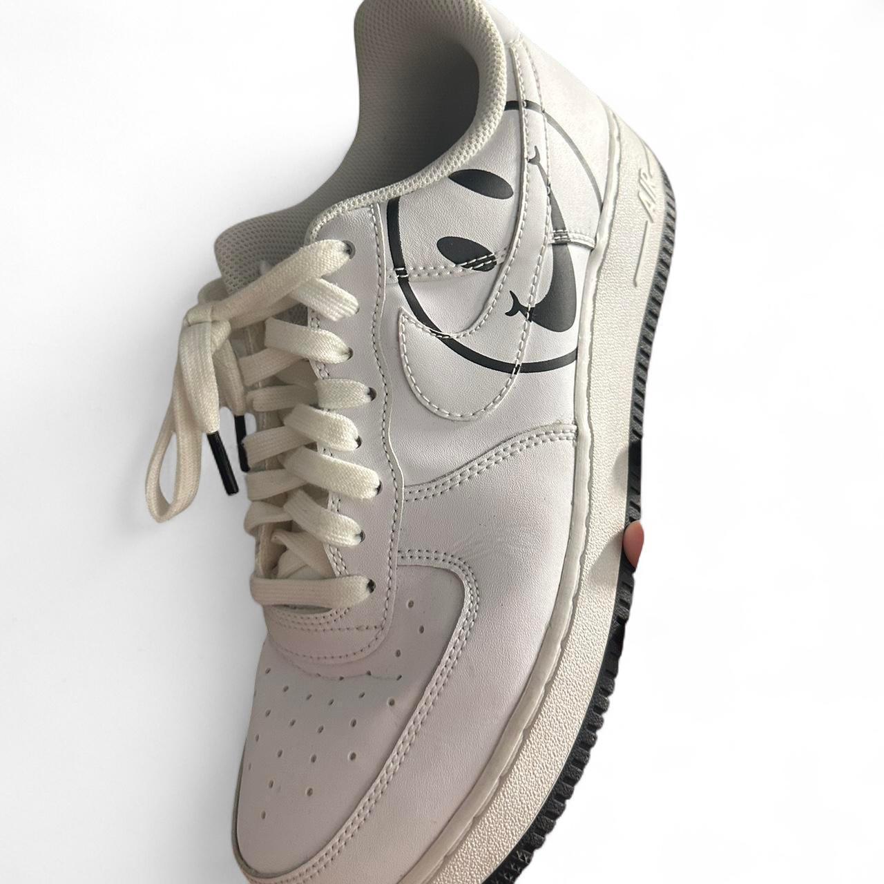 white air forces with smiley face