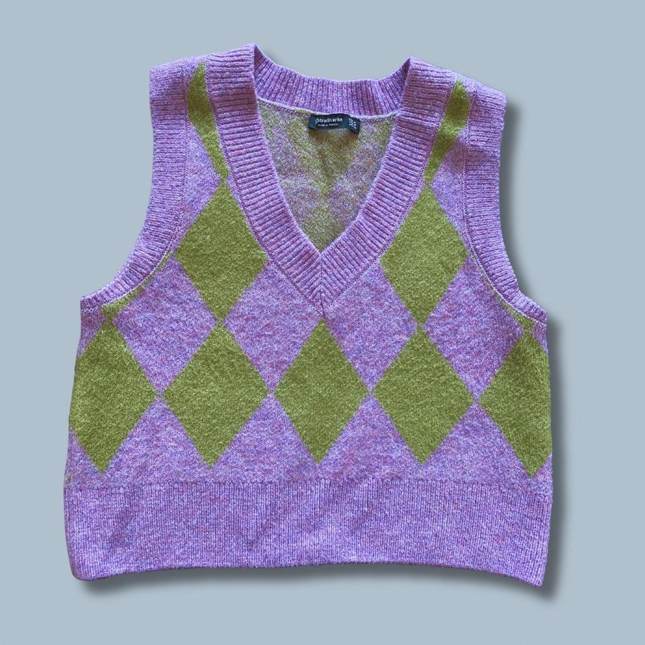 Purple and green argyle sweater vest Depop