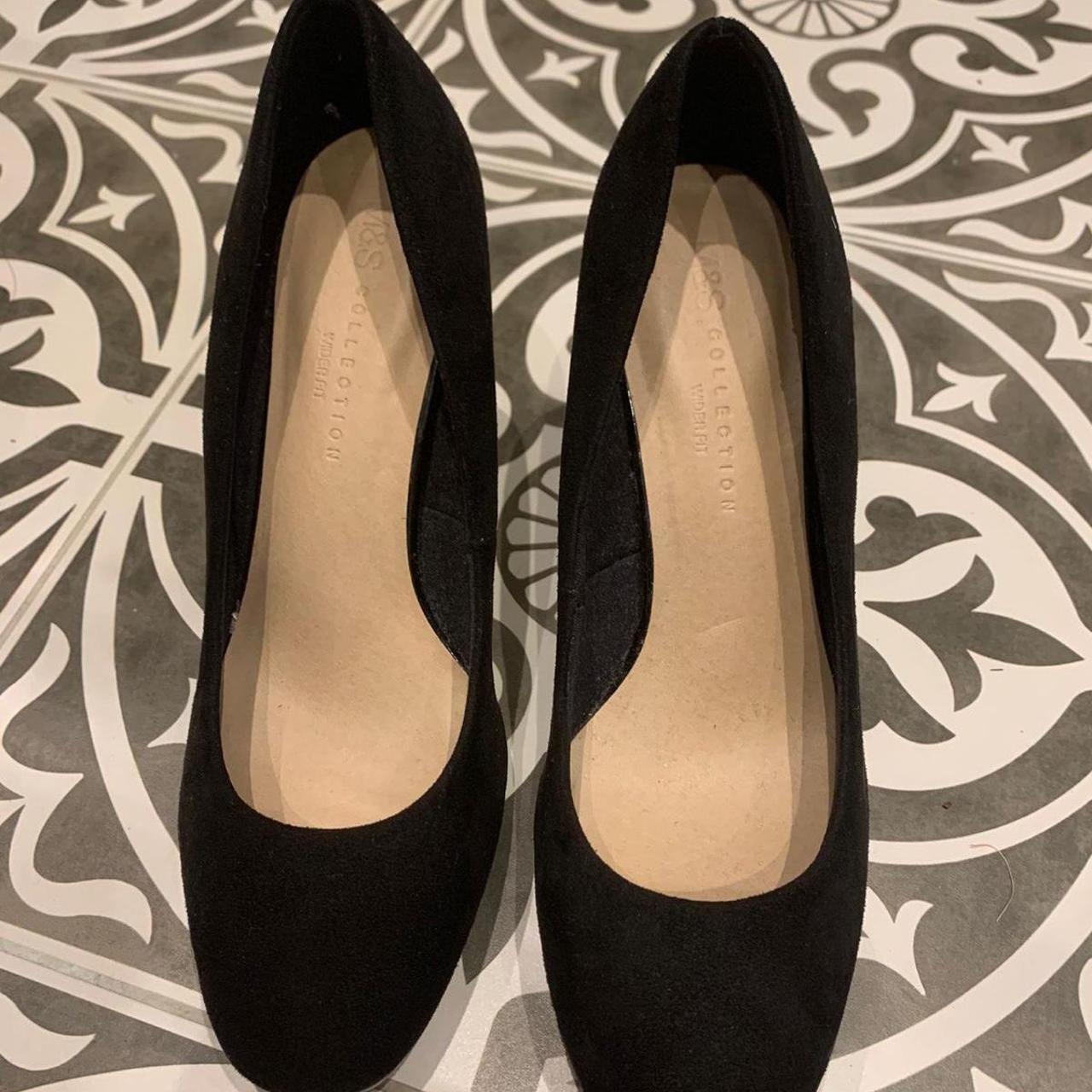 Black Platform Court Shoes Suedey sort of upper with... - Depop