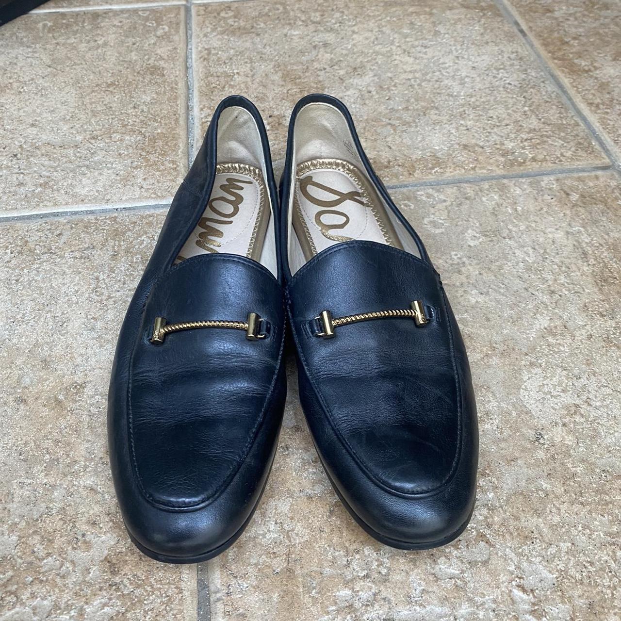 Sam Edelman black loafers with gold accents Lightly... Depop