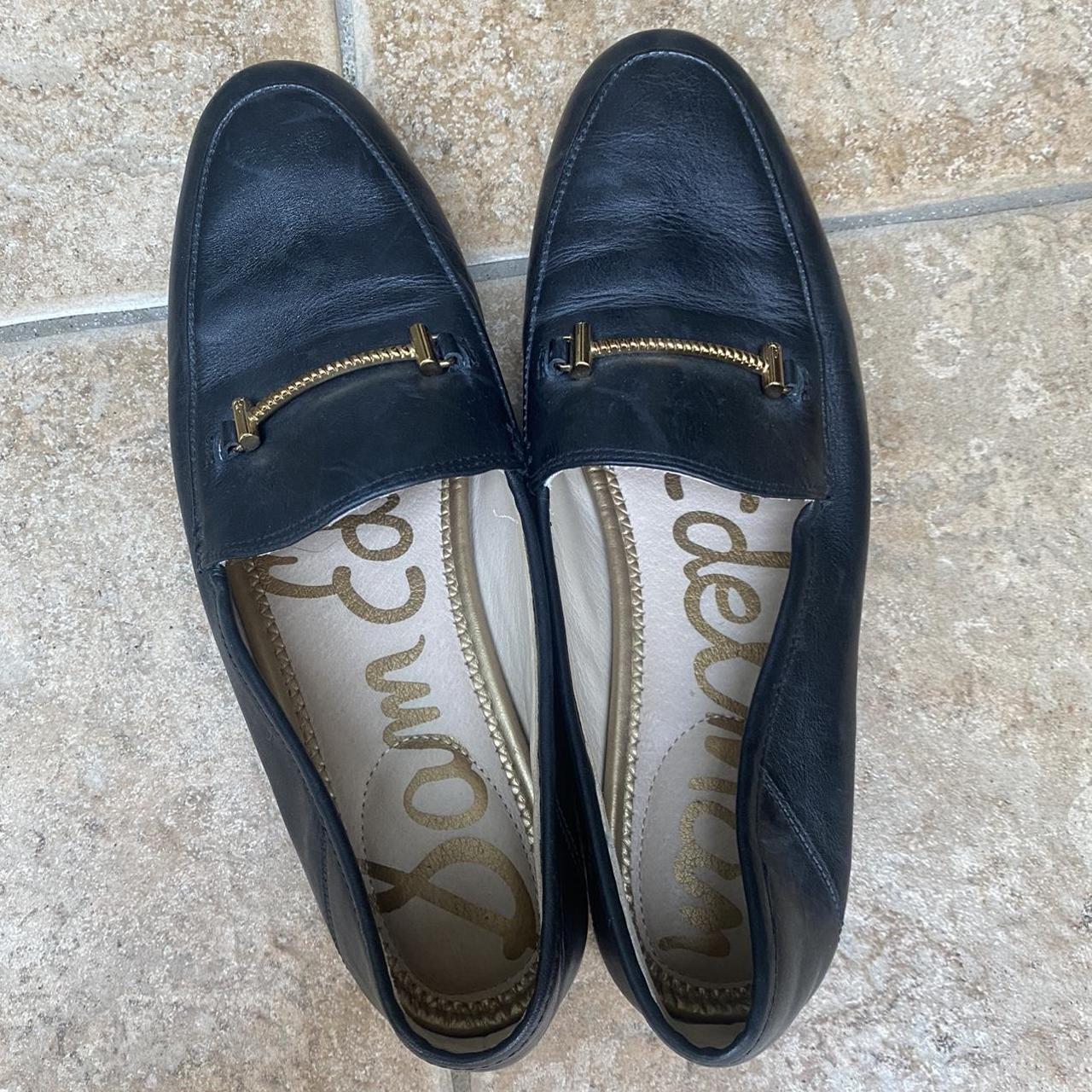 Sam Edelman black loafers with gold accents Lightly... - Depop