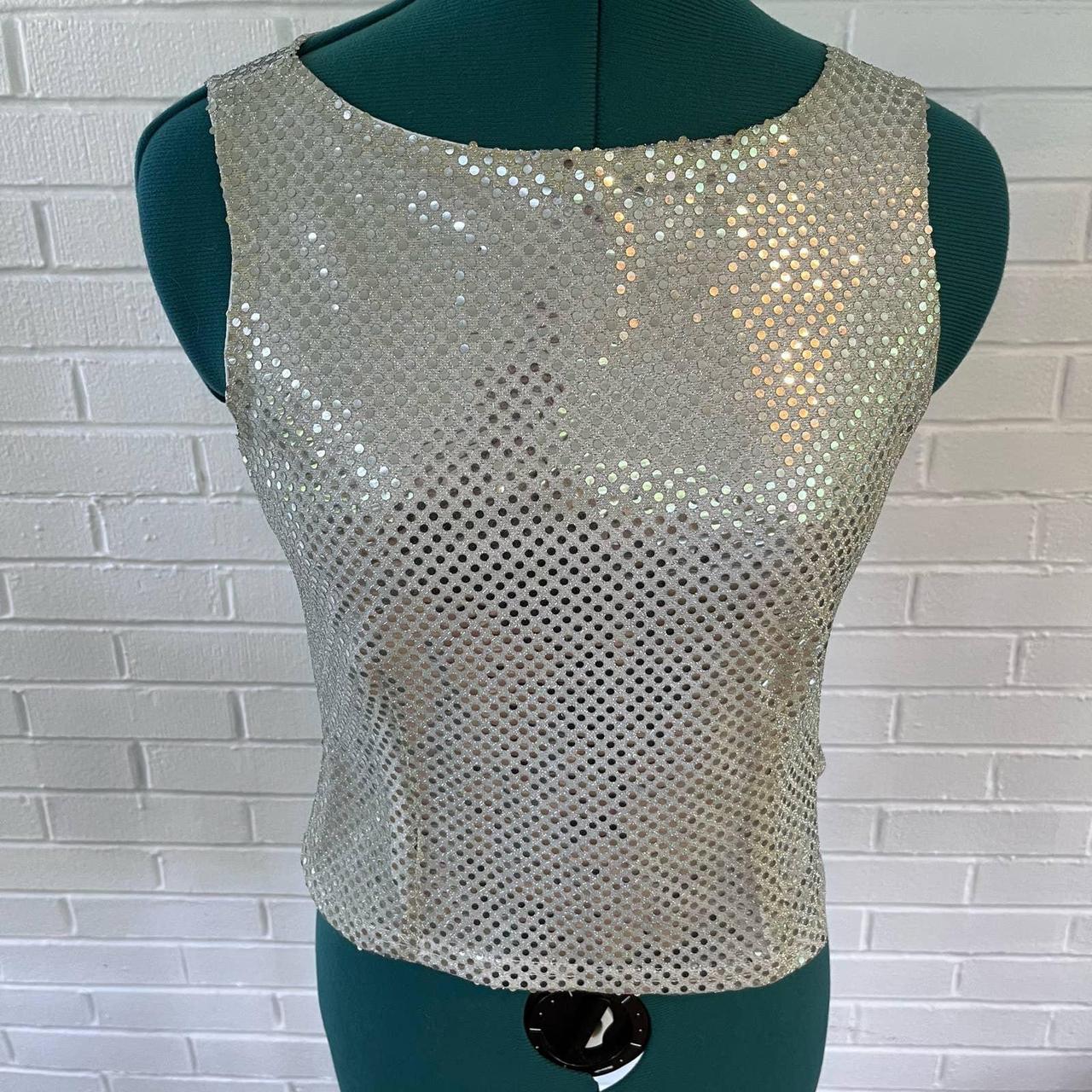 90s does 70s disco ball top! Sleeveless stretch... - Depop