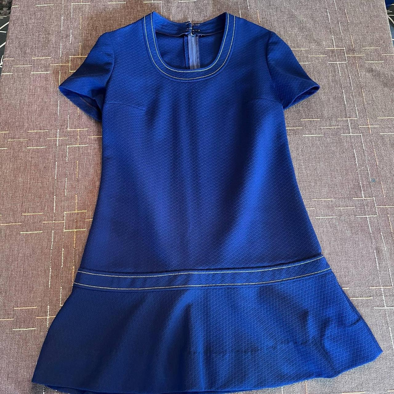 Vintage 70s royal blue drop waist polyester mini