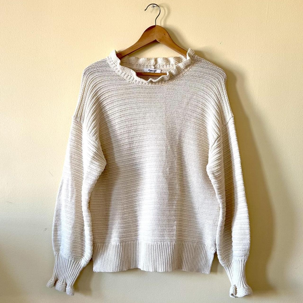 Madewell Ruffle Neck Pullover Sweater In... - Depop