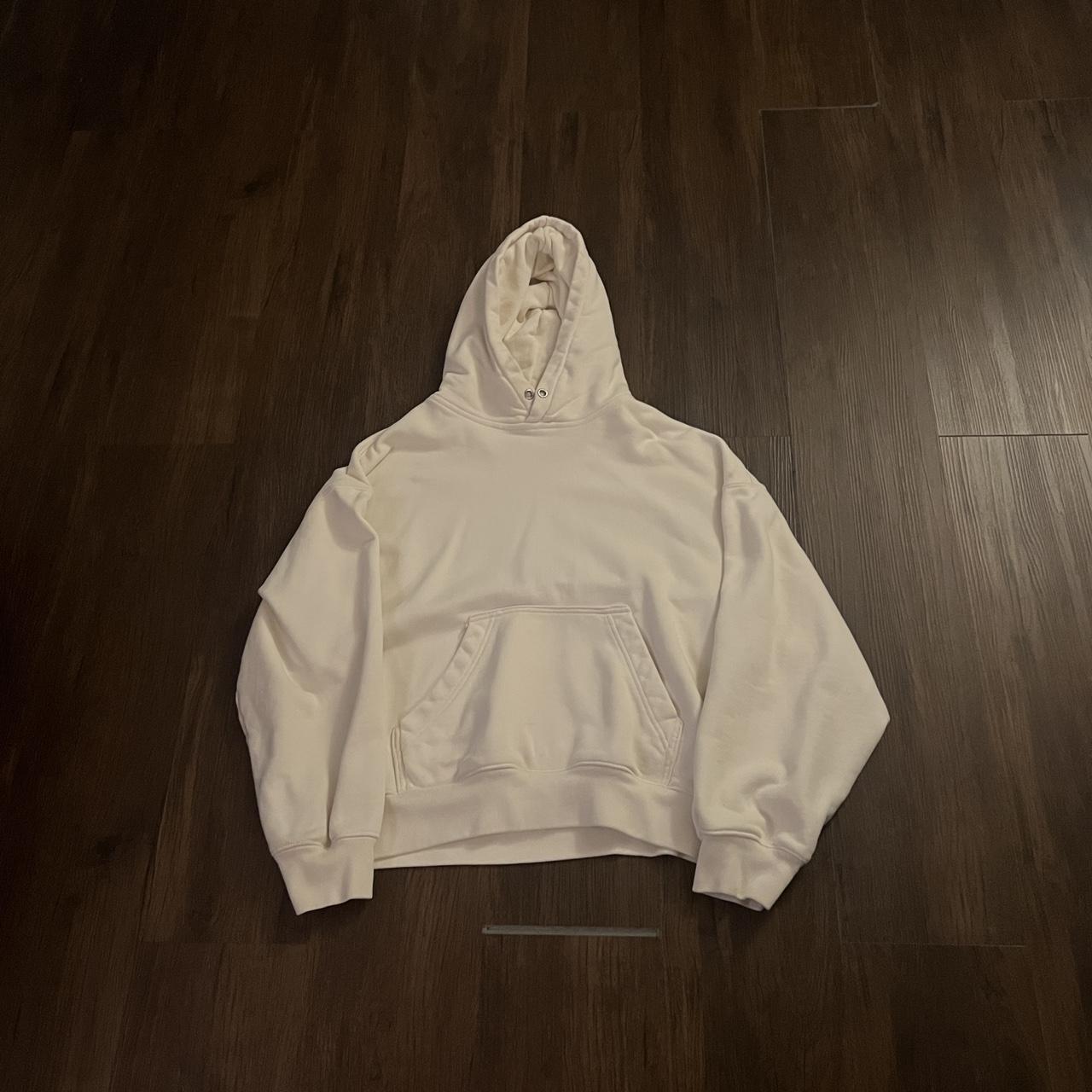 H&M cream pull over hoodie S oversized great... - Depop