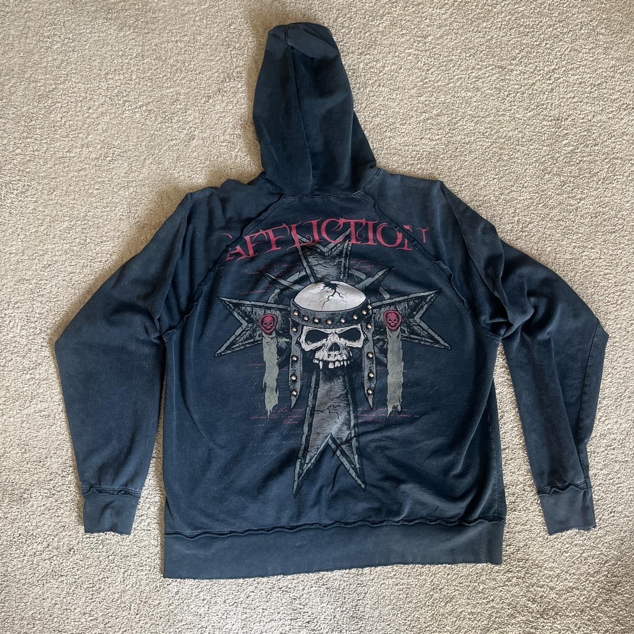 RARE AFFLICTION ZIP-UP HOODIE GRAIL ⚠️NO PAYPAL... - Depop