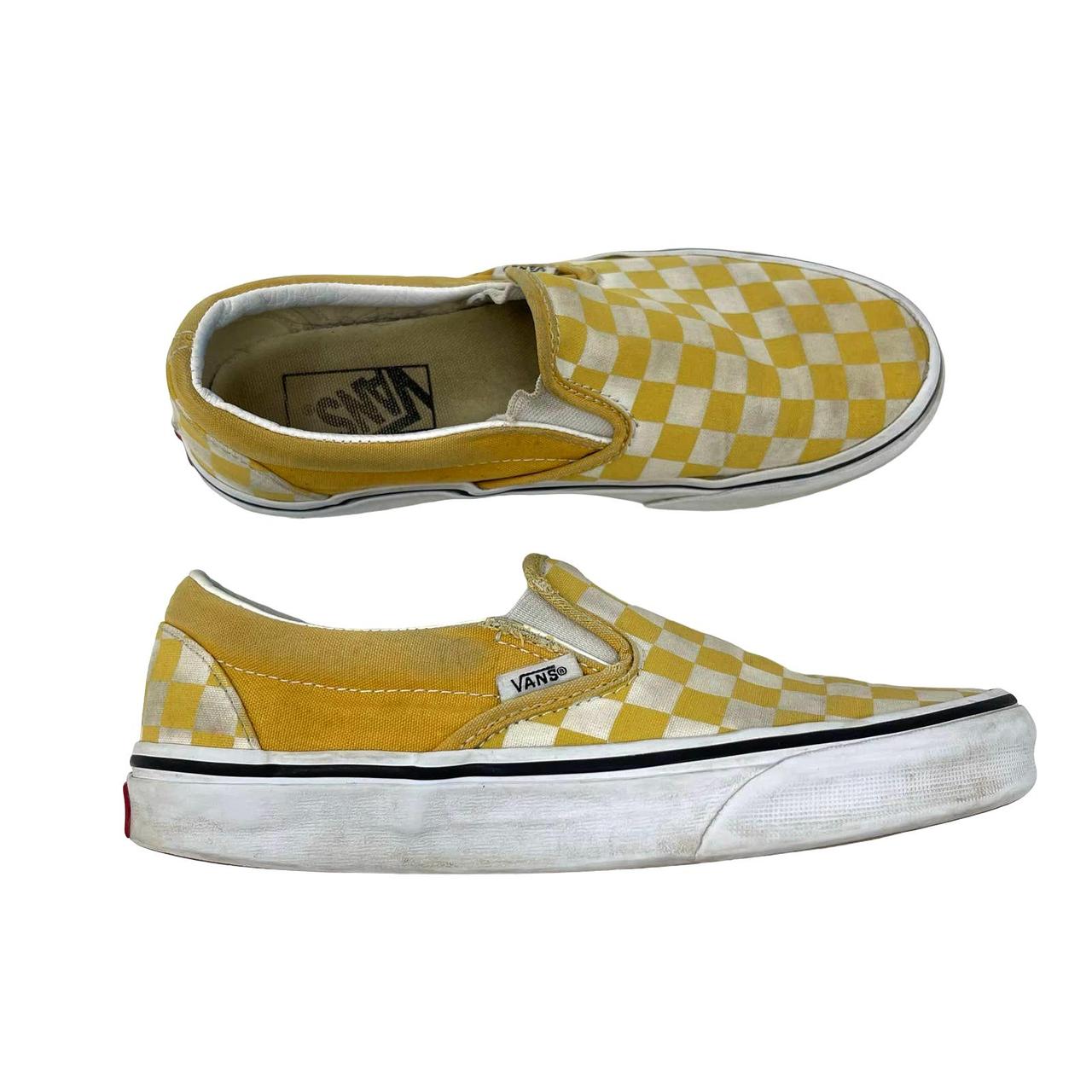 Yellow checkerboard vans size on sale 6