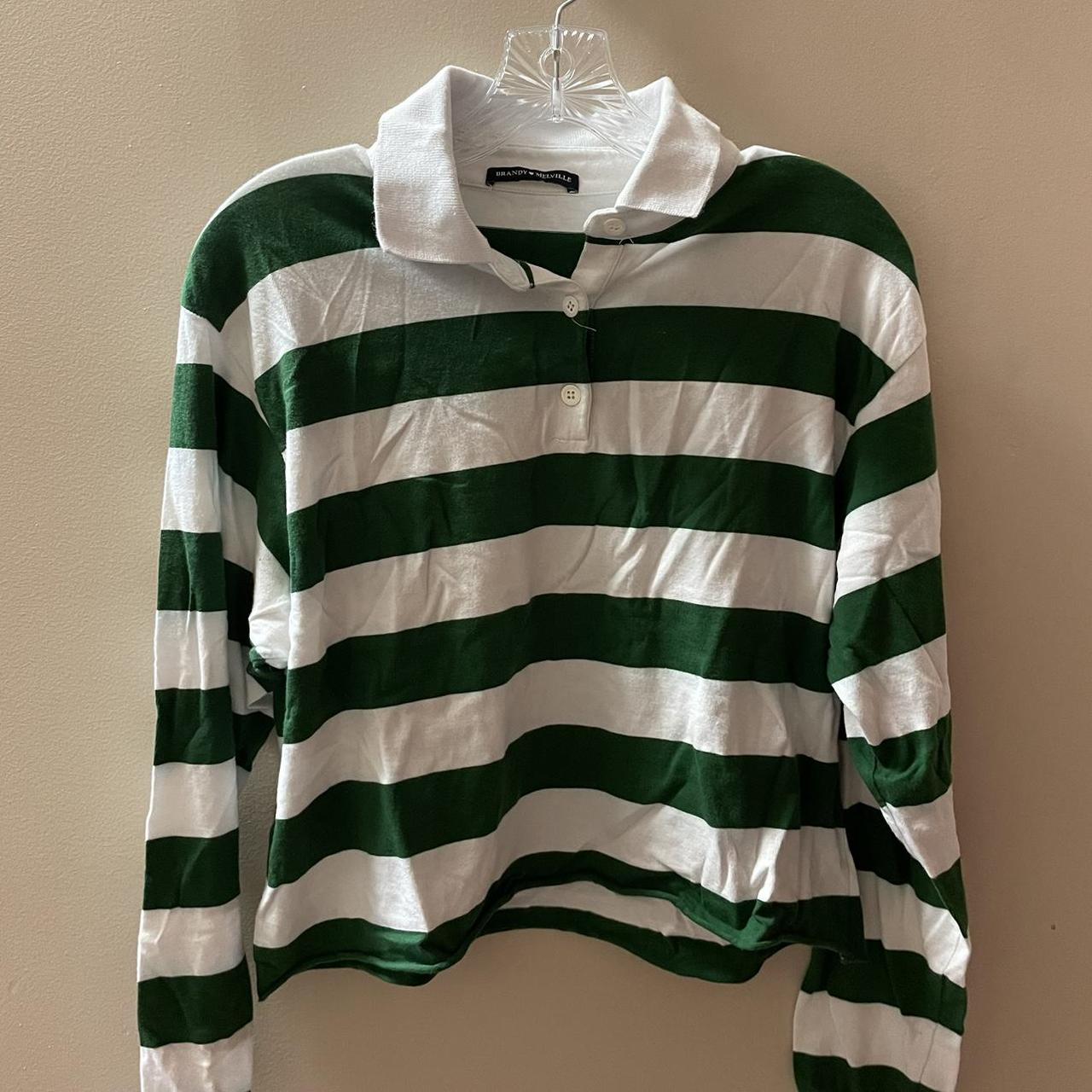 brandy melville green and white striped Depop