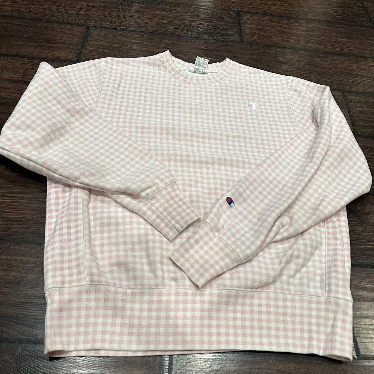 Pink plaid champion discount sweatshirt