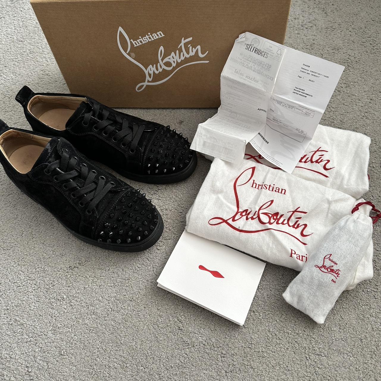 Black Studded Suede Christian Louboutin Trainers. Depop