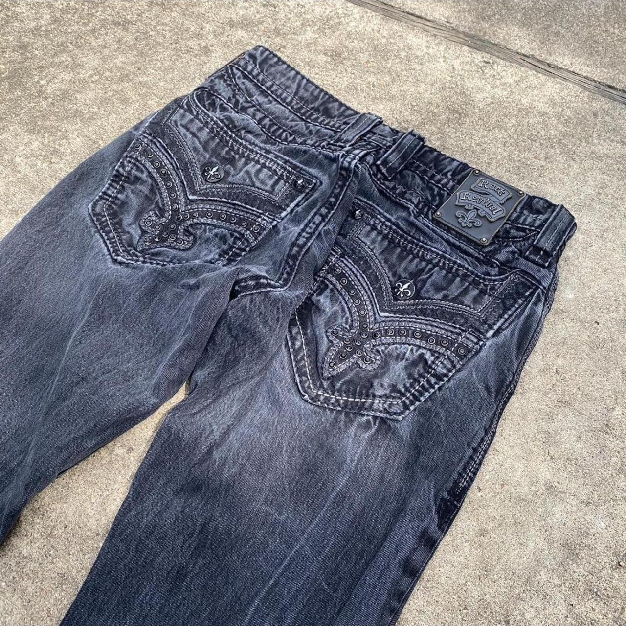 Black on Black Rock Revivals Jeans Size 34 in... - Depop