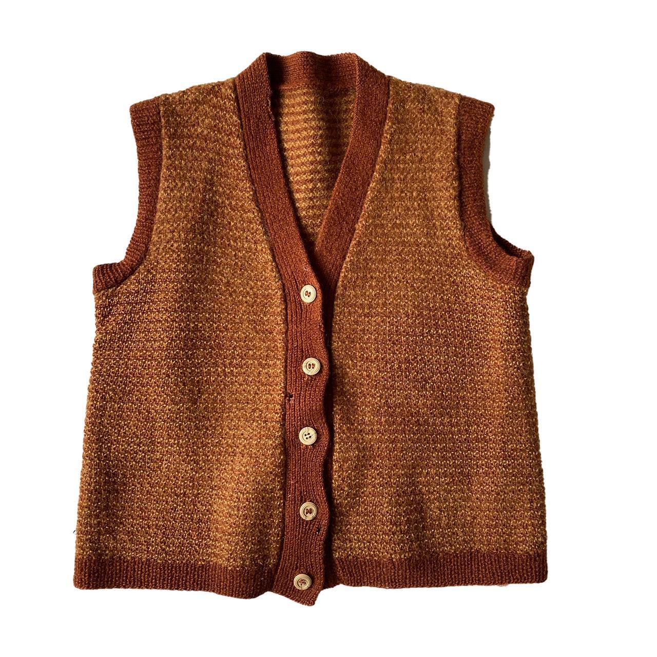 Vintage Wool Knit Grandpa Sweater Vest Size M Has Depop