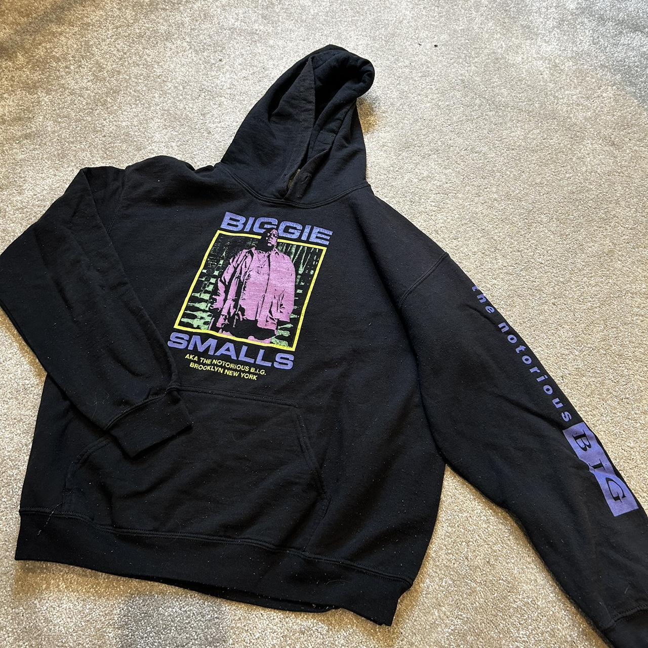 Biggie Smalls black and purple hoodie. A bit bobbly