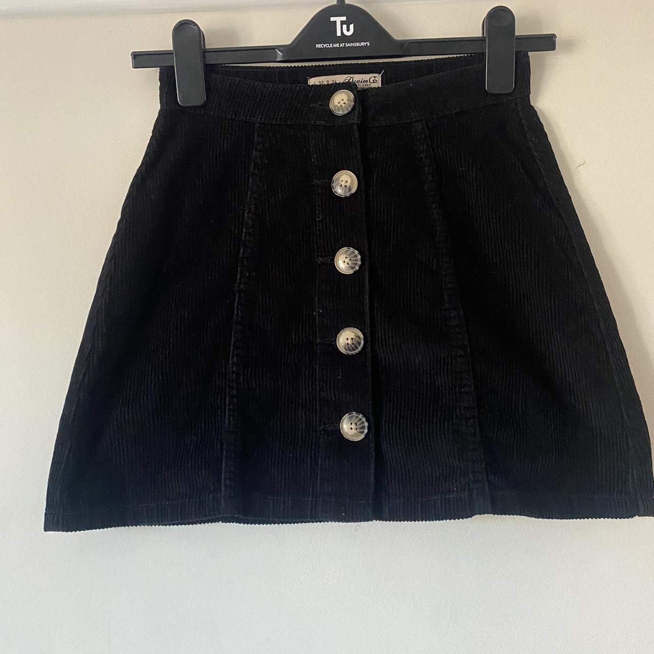 Black cord skirt tu hotsell