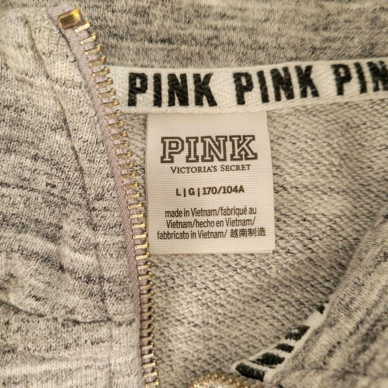 Victorias secret PINK grey pull over sweater with... - Depop