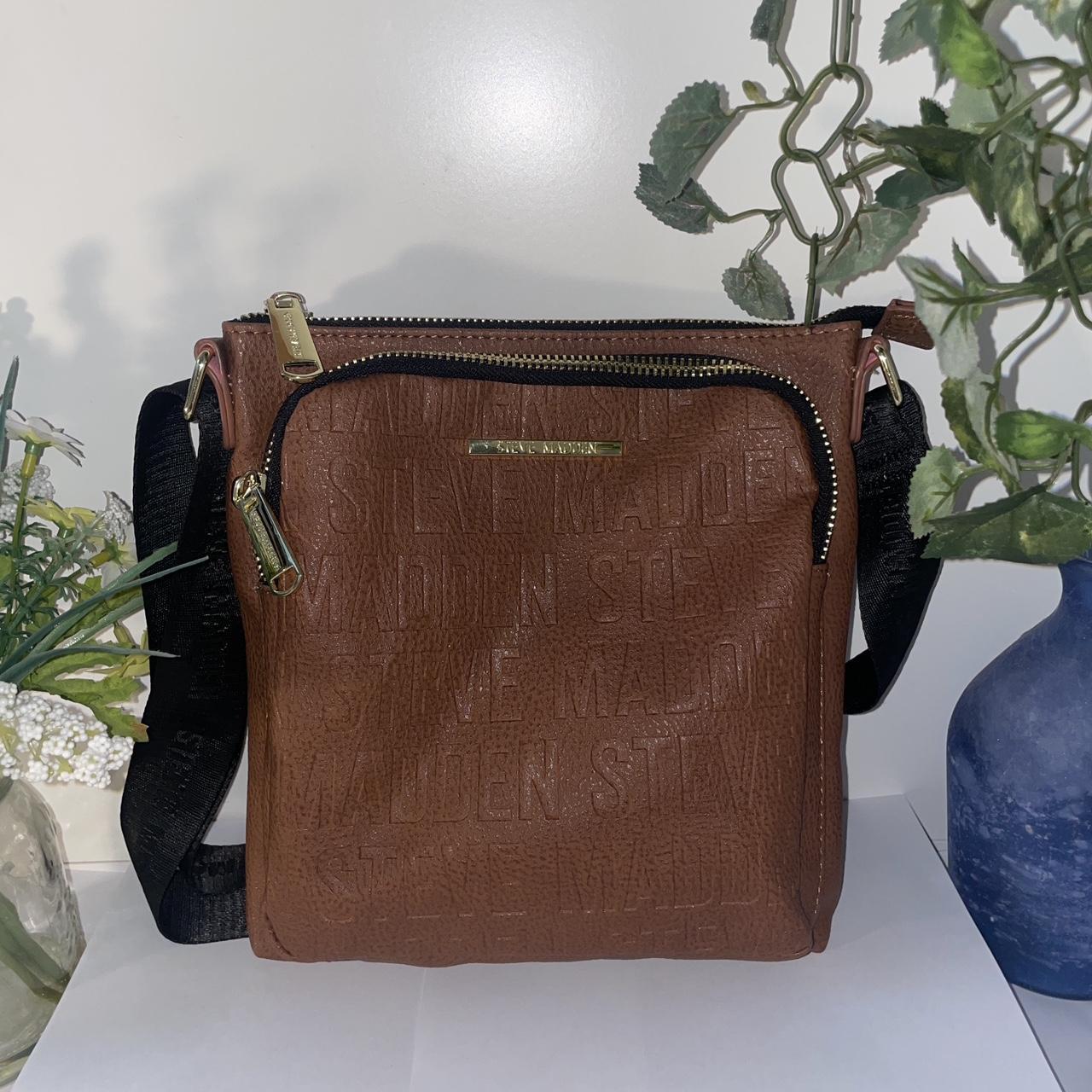 Cognac camel tan Steve Madden tote with mini strap - Depop