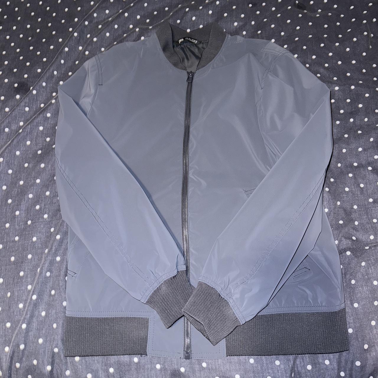 Zara mens Bomber Jacket in Slate Grey. Size large... - Depop