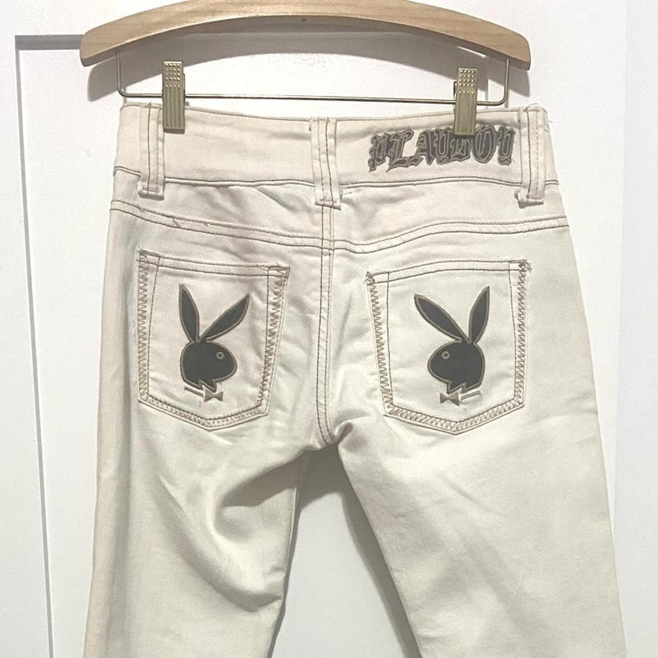 amazing off white vintage playboy jeans Bunny... - Depop