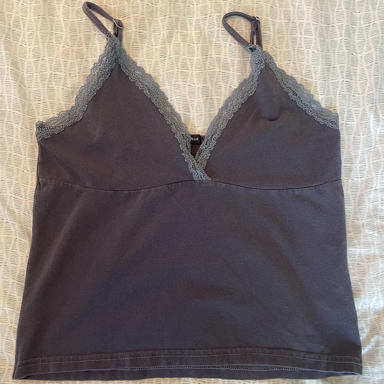 Brandy Melville two toned blue lace top size S... - Depop