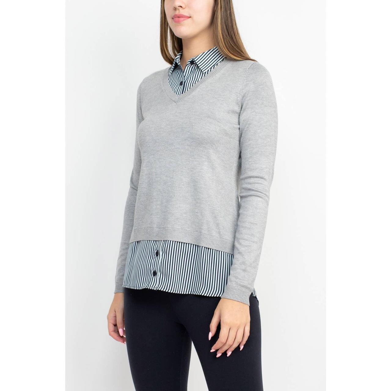 Adrianna Papell Women's Grey and White Jumper