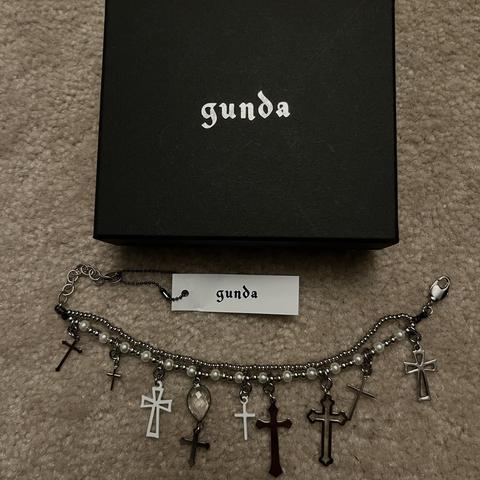 Gunda Junk Heaven Cross Pendant Layered Bracelet Dm - Depop