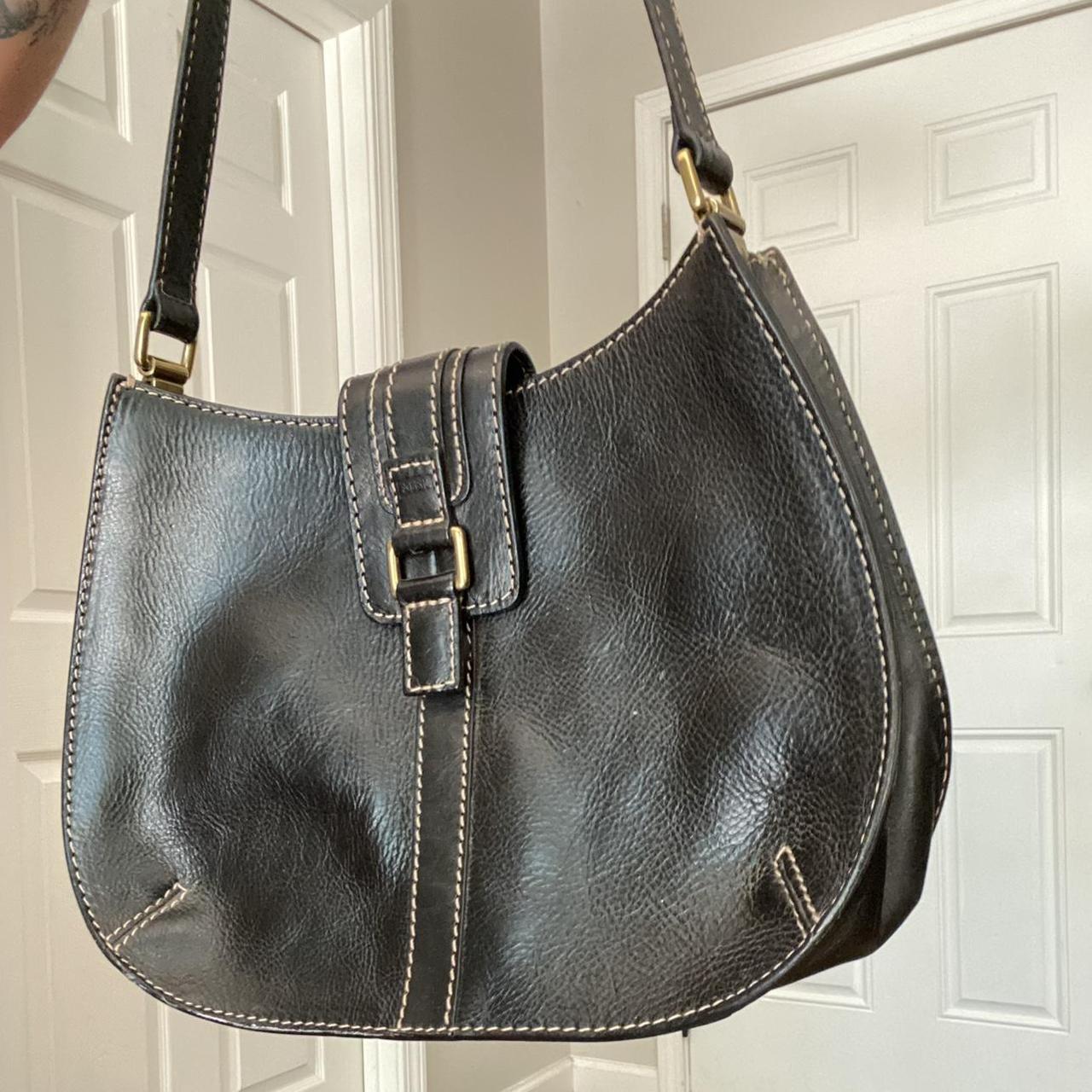 Fossil Genuine Leather Contrast Stitch Shoulder... - Depop