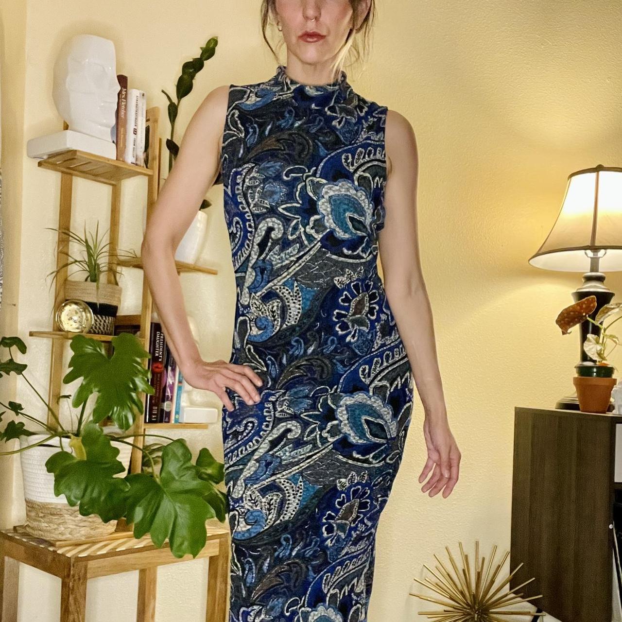 Women's Navy and Silver Dress Depop