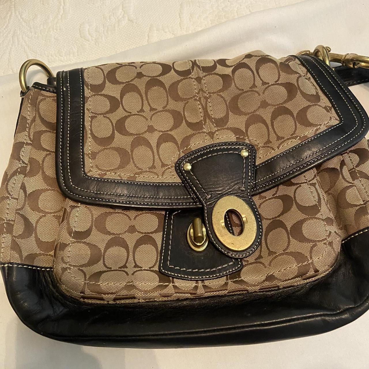 Buy the COACH 10403 Brown Signature Print Canvas Small Shoulder Tote Bag |  GoodwillFinds