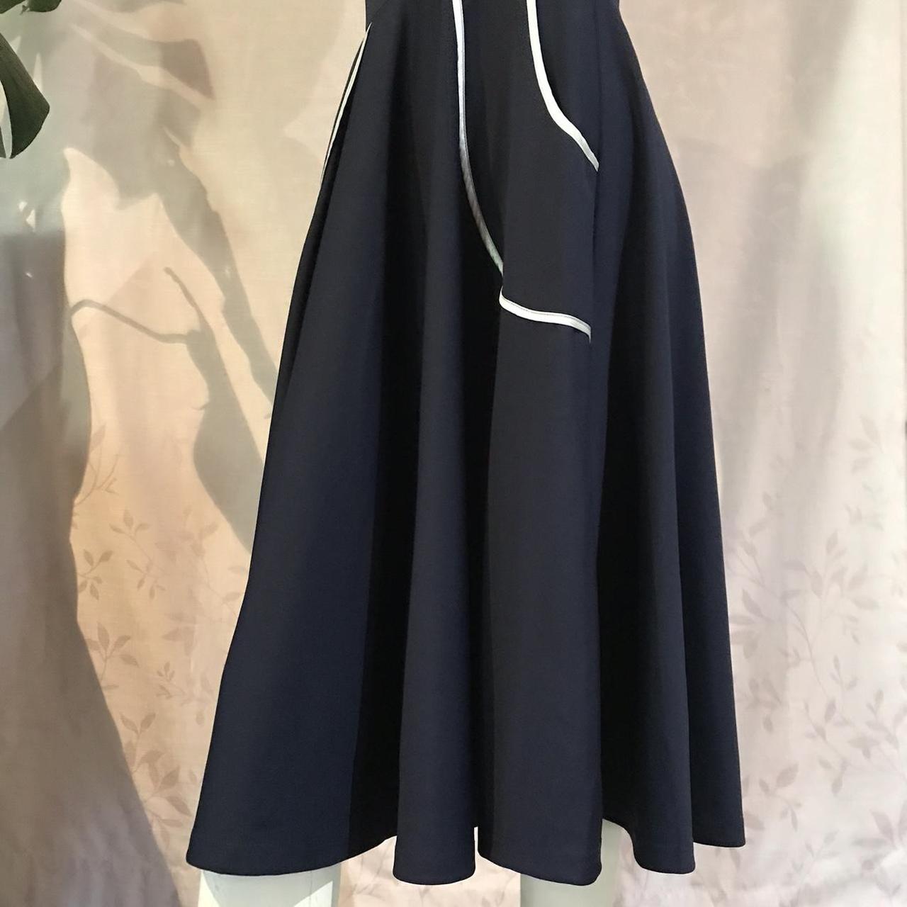 1950s vintage reproduction navy swing dress with... - Depop