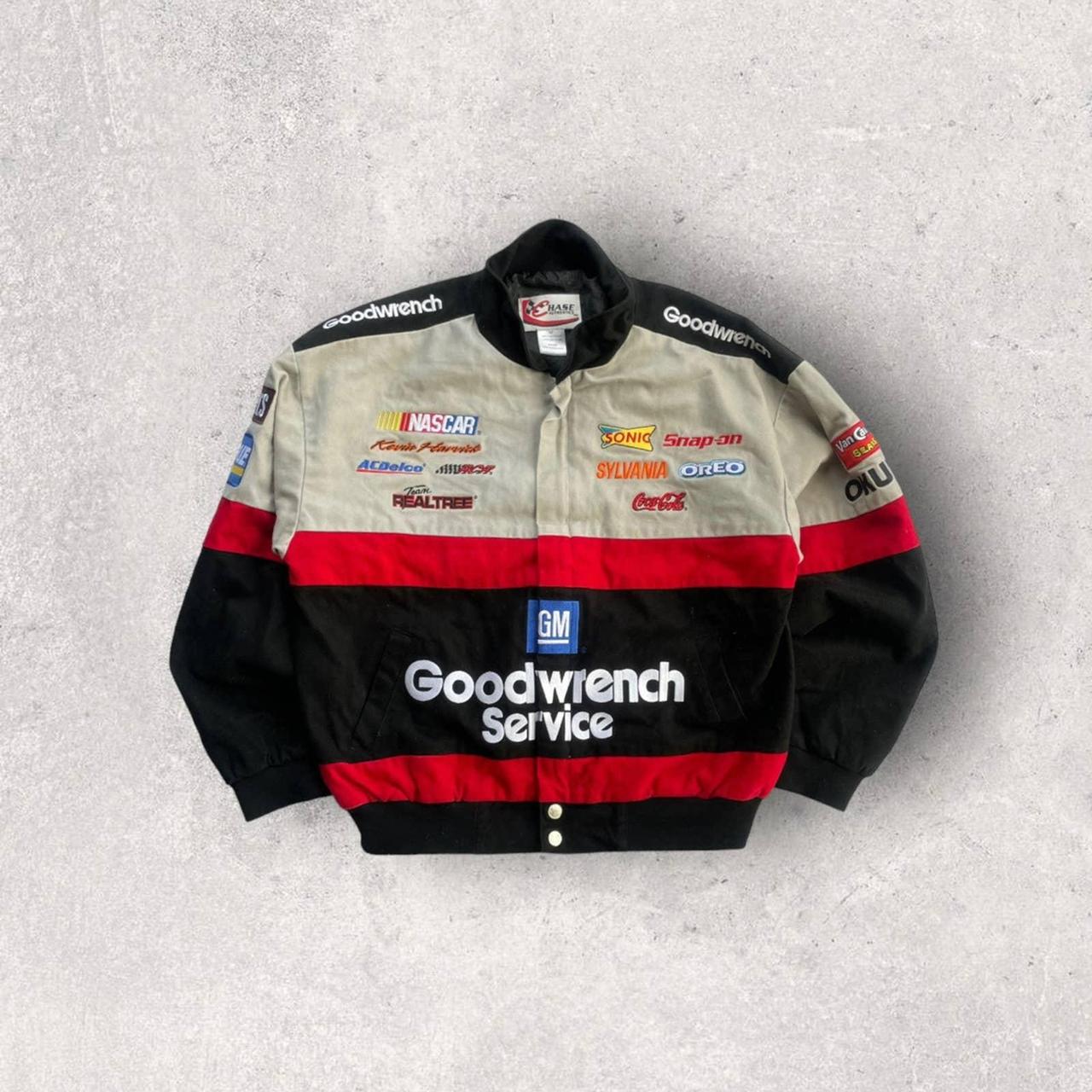 NASCAR Men's Grey and Black Jacket | Depop