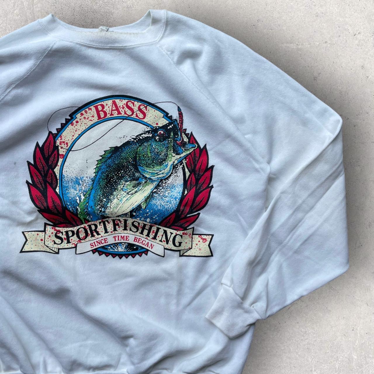 Vintage Bass Fishing Sweatshirt 80s Nature Animal - Depop