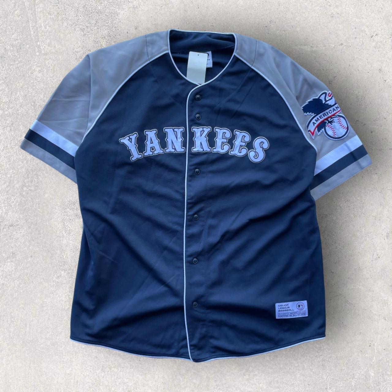 Vintage Russell Athletic XXL Baseball Jersey Navy - Depop