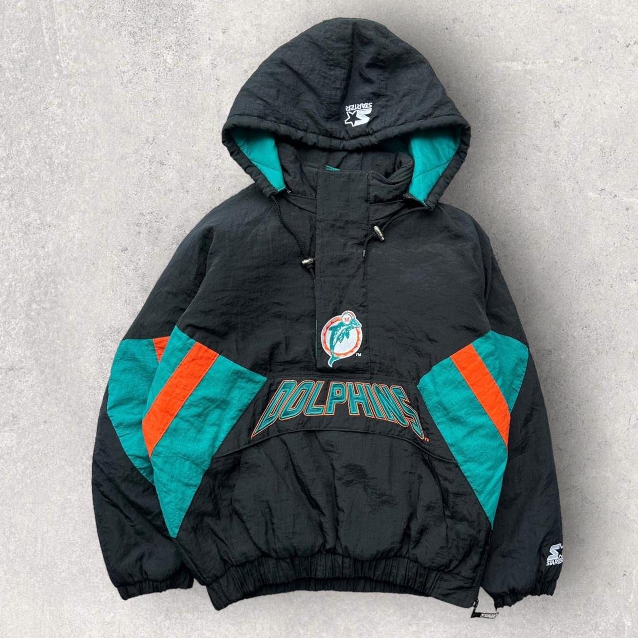 Vintage 90s Green Starter X NFL Miami Dolphins Hooded Jacket